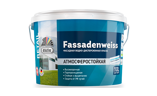 00721 Краска водно-дисперсионная атмосферостойкая База 3 düfa Retail FASSADENWEISS 2,5л 